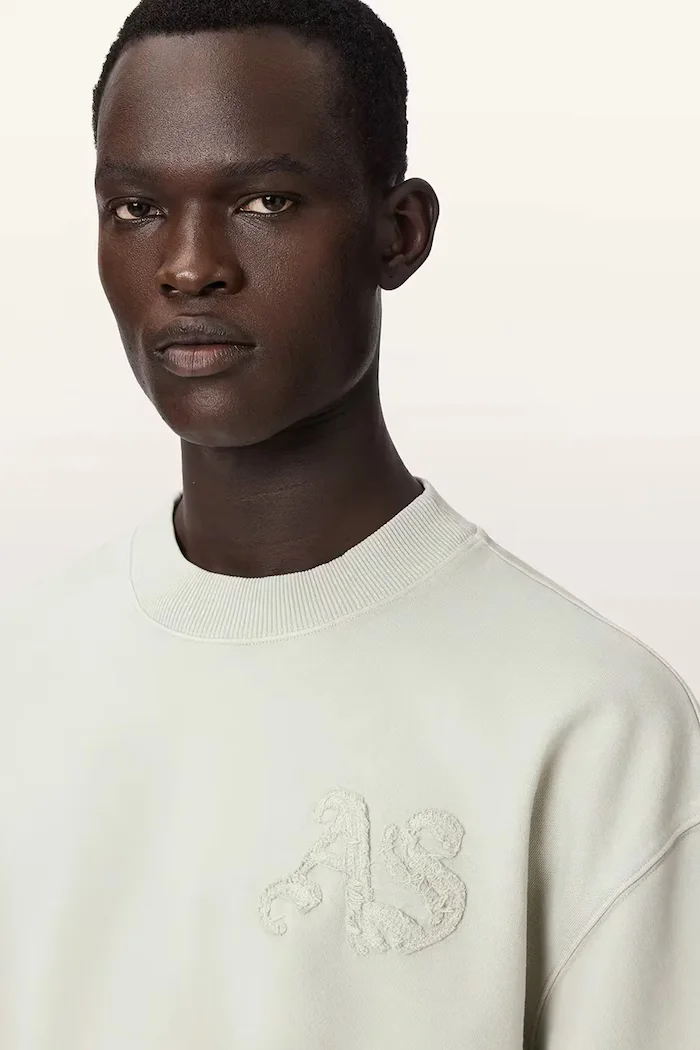 AllSaints уголемен суичър мъжки от памук INSIGNIA зелен M029NE