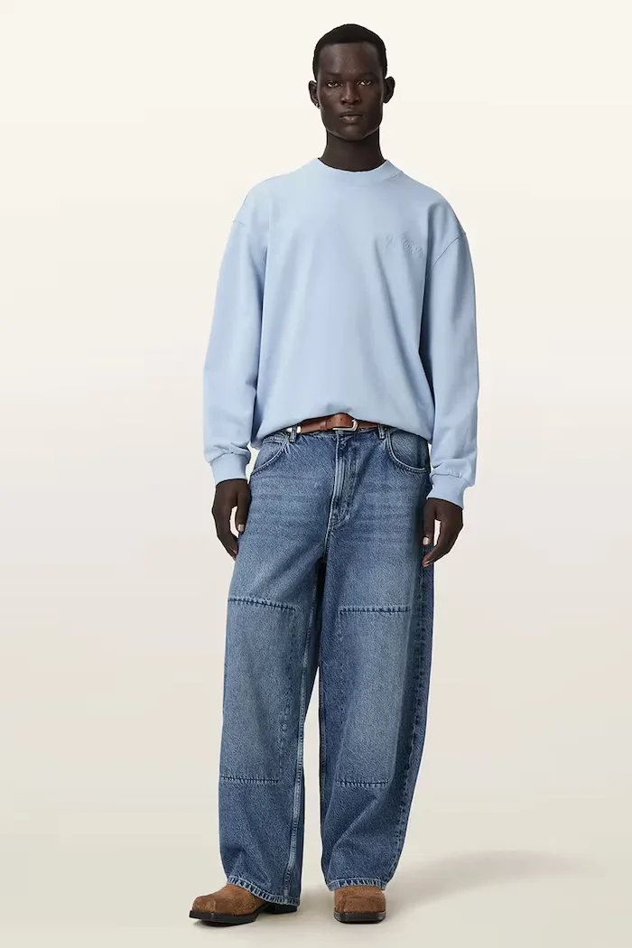 AllSaints уголемен суичър мъжки от памук ODYSSEY син M028NE