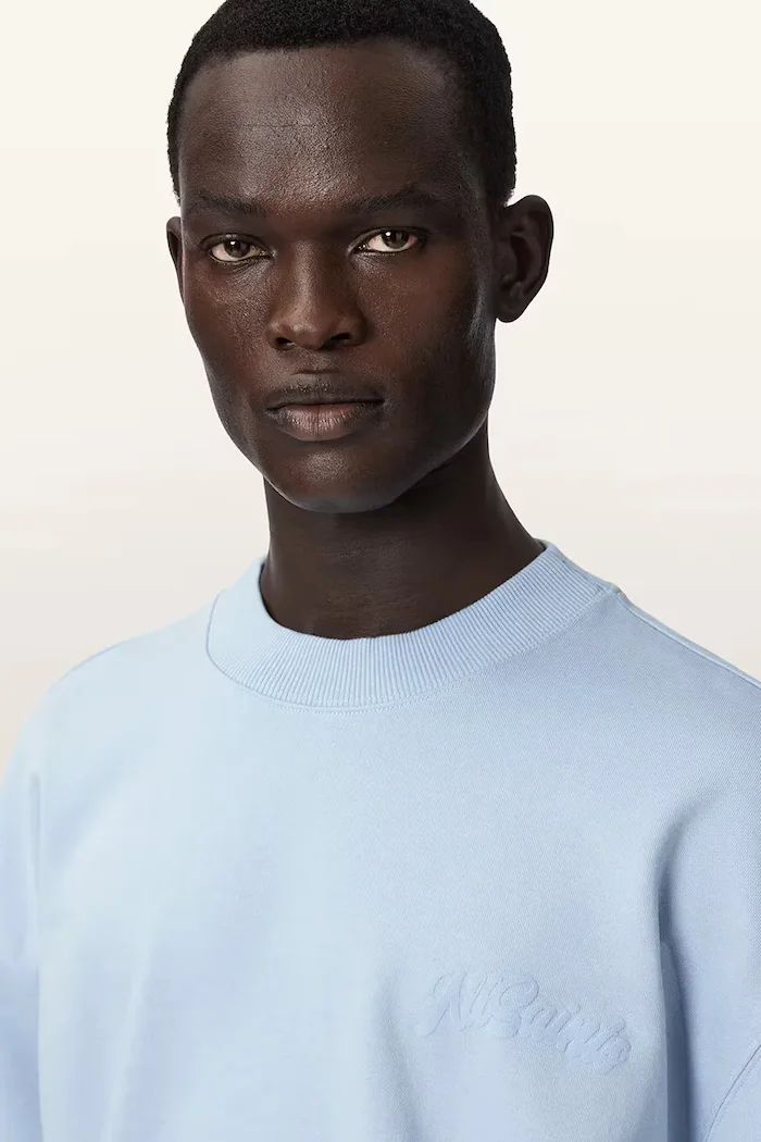 AllSaints уголемен суичър мъжки от памук ODYSSEY син M028NE