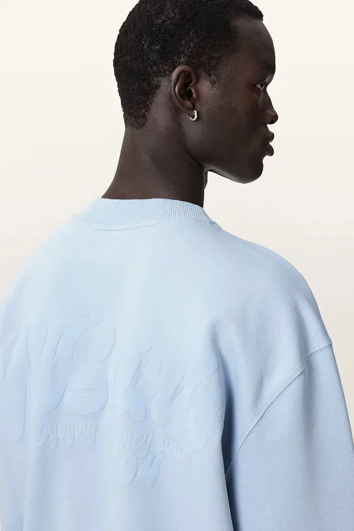 AllSaints уголемен суичър мъжки от памук ODYSSEY син M028NE