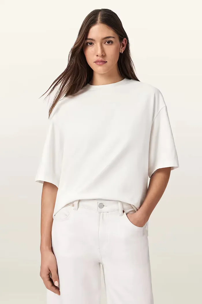 AllSaints уголемена тениска дамска от памук ESME бежова W131JE