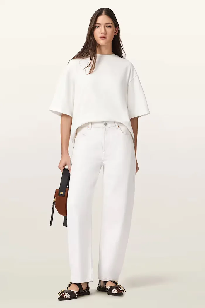 AllSaints уголемена тениска дамска от памук ESME бежова W131JE