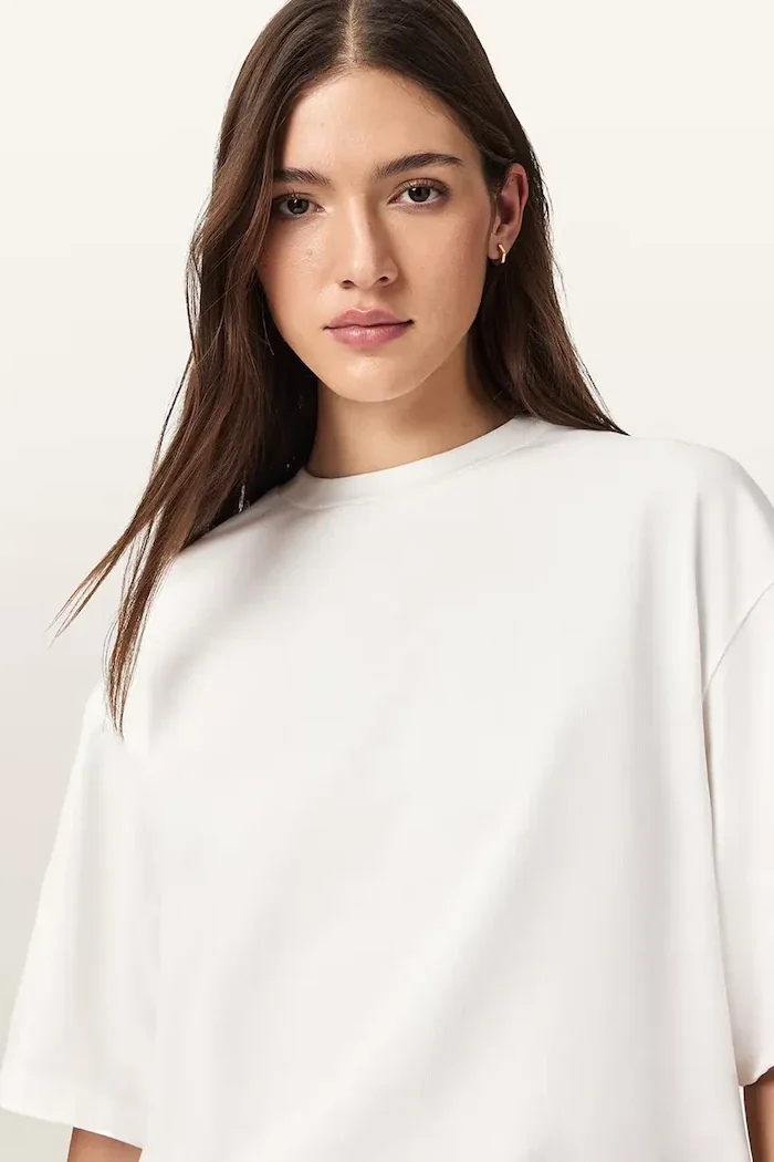 AllSaints уголемена тениска дамска от памук ESME бежова W131JE