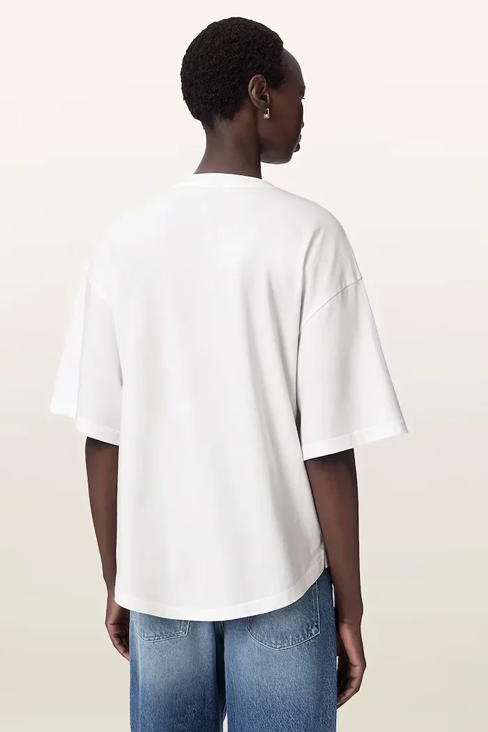 AllSaints уголемена тениска дамска от памук REFLEX AMELIE TEE бяла W018JF