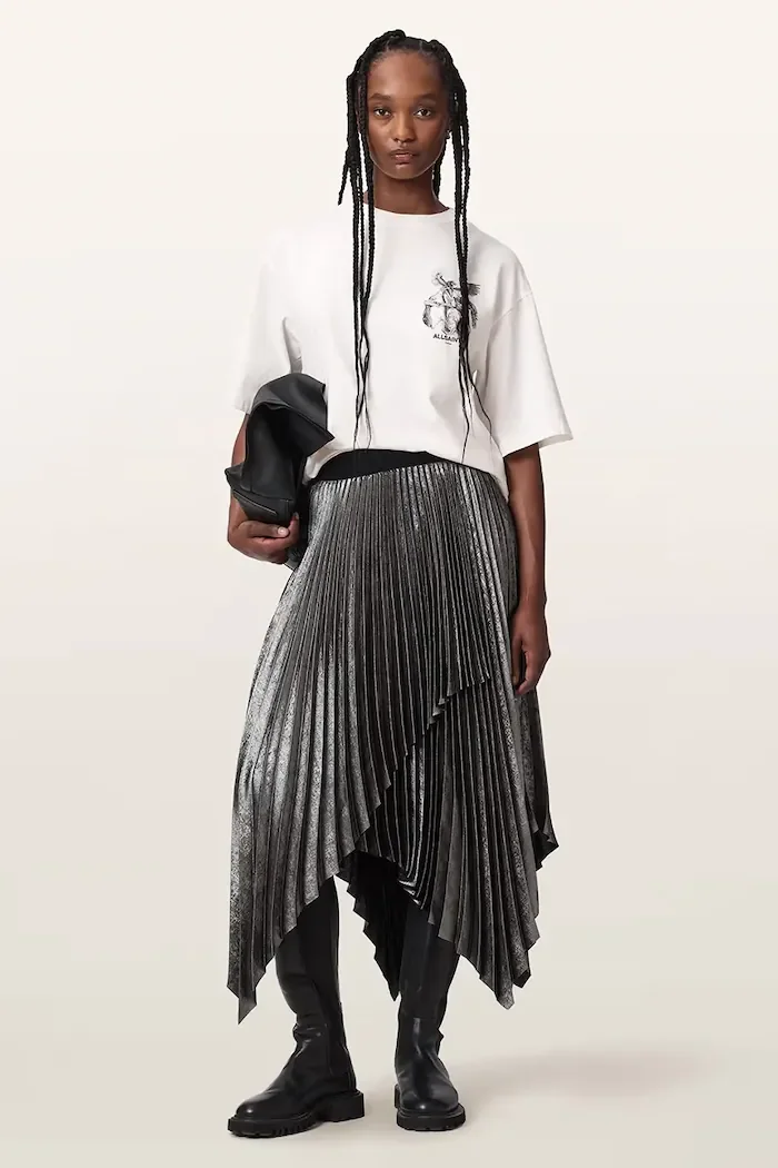 AllSaints уголемена тениска дамска от памук SERAPH AMELIE SS бяла W047JF