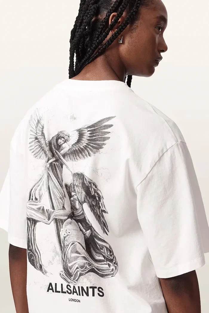 AllSaints уголемена тениска дамска от памук SERAPH AMELIE SS бяла W047JF
