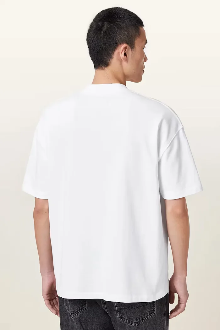 AllSaints уголемена тениска мъжка от памук HAVEN бяла M029JC