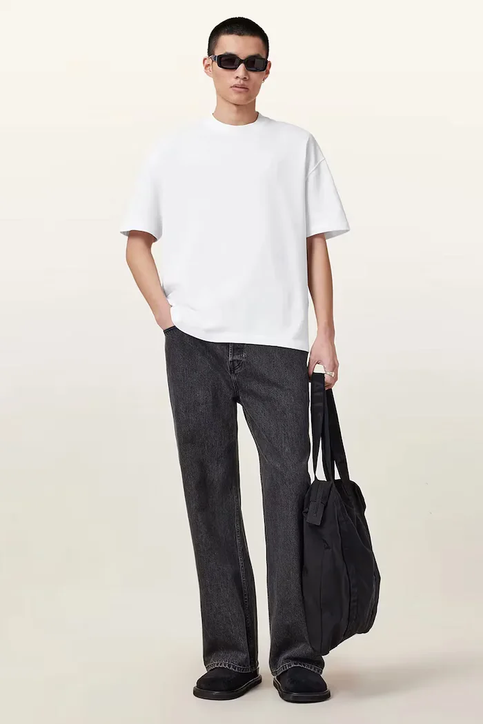 AllSaints уголемена тениска мъжка от памук HAVEN бяла M029JC