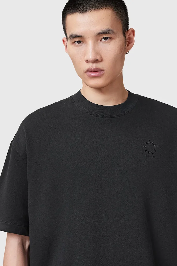 AllSaints уголемена тениска мъжка от памук HAVEN черна M029JC