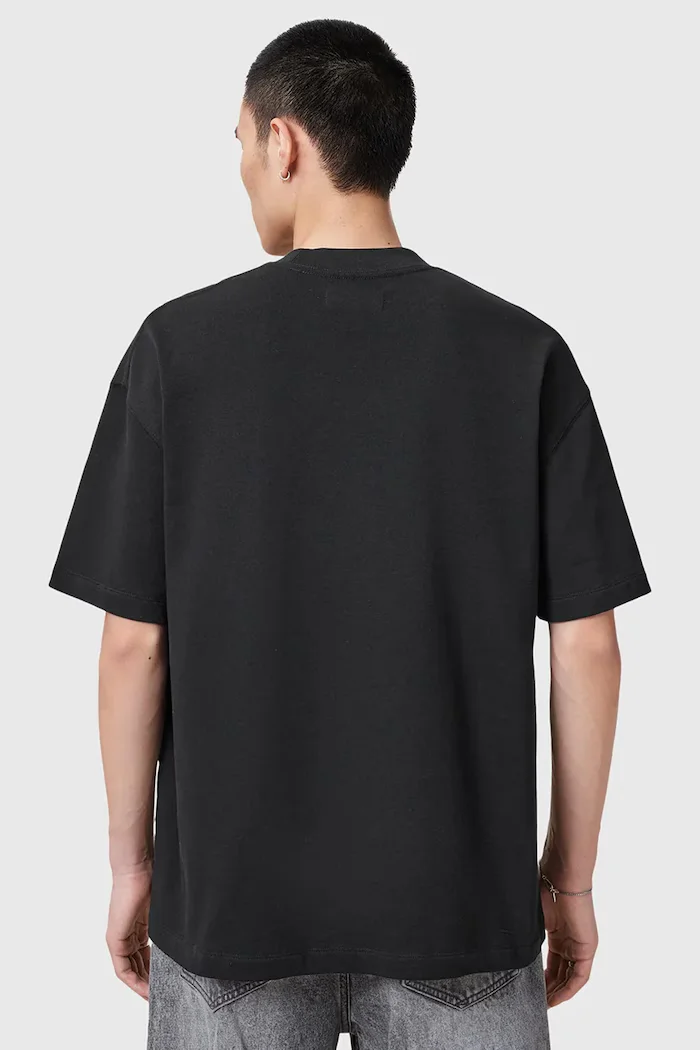 AllSaints уголемена тениска мъжка от памук HAVEN черна M029JC