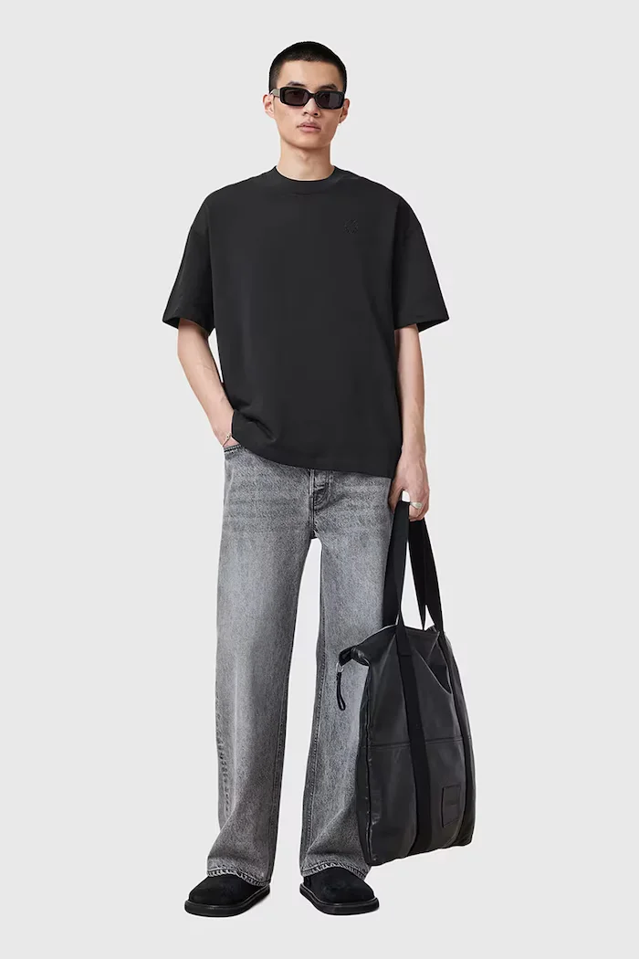 AllSaints уголемена тениска мъжка от памук HAVEN черна M029JC