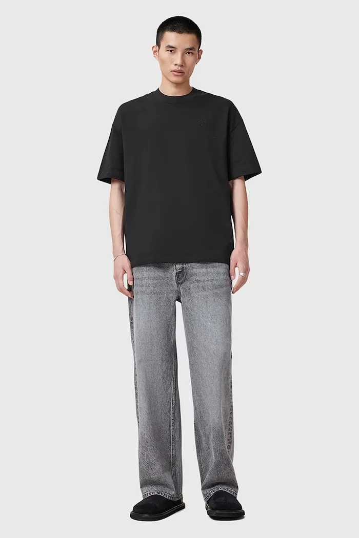 AllSaints уголемена тениска мъжка от памук HAVEN черна M029JC