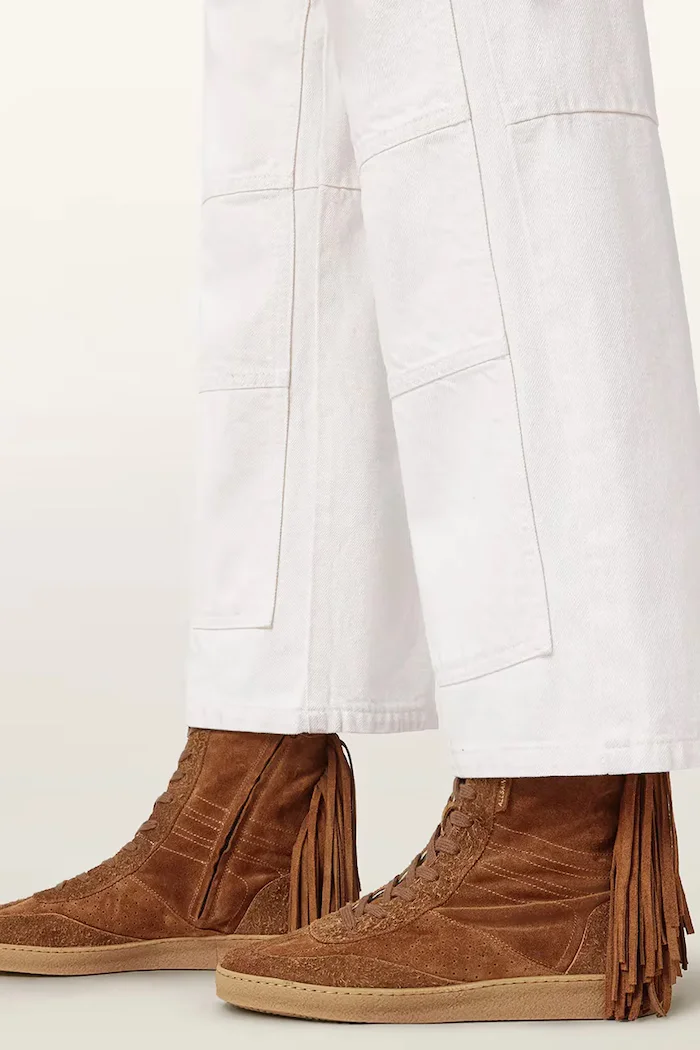 AllSaints Велурени обувки Louise Fringe Ht в кафяво W062FE
