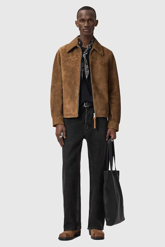 AllSaints Велурено яке DELLCOT в кафяво преходен модел M027LD
