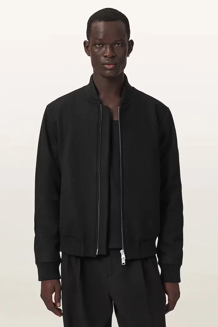 AllSaints яке бомбър мъжко с вълна DECEIT черно M001OF