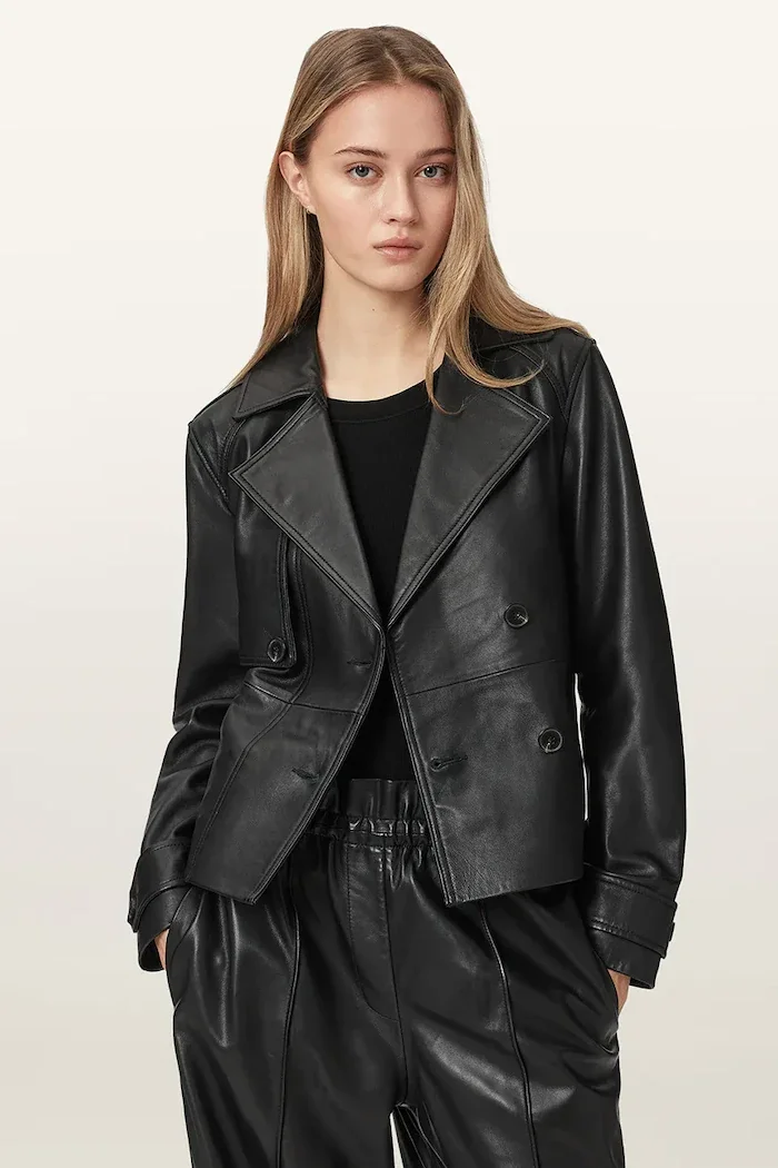 AllSaints яке дамско от кожа OKENA черно W018LF