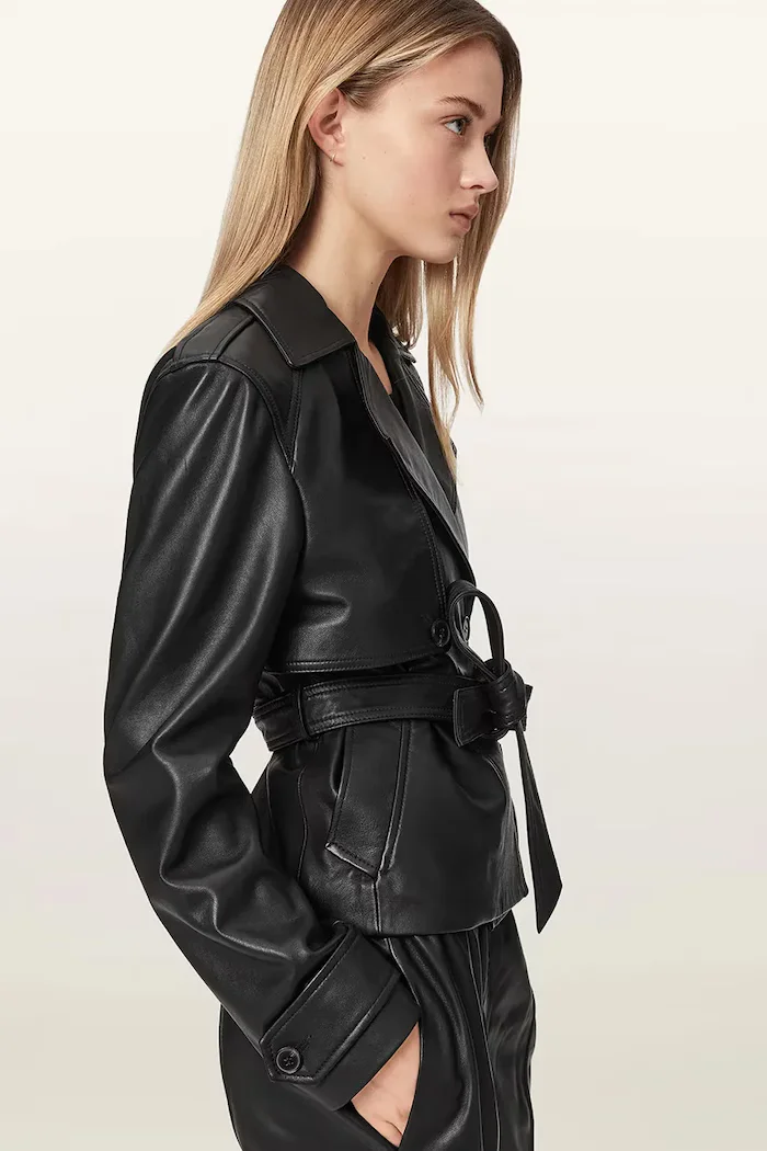 AllSaints яке дамско от кожа OKENA черно W018LF