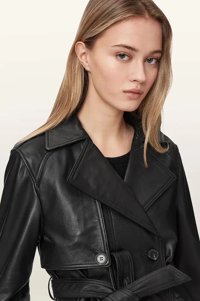 AllSaints яке дамско от кожа OKENA черно W018LF