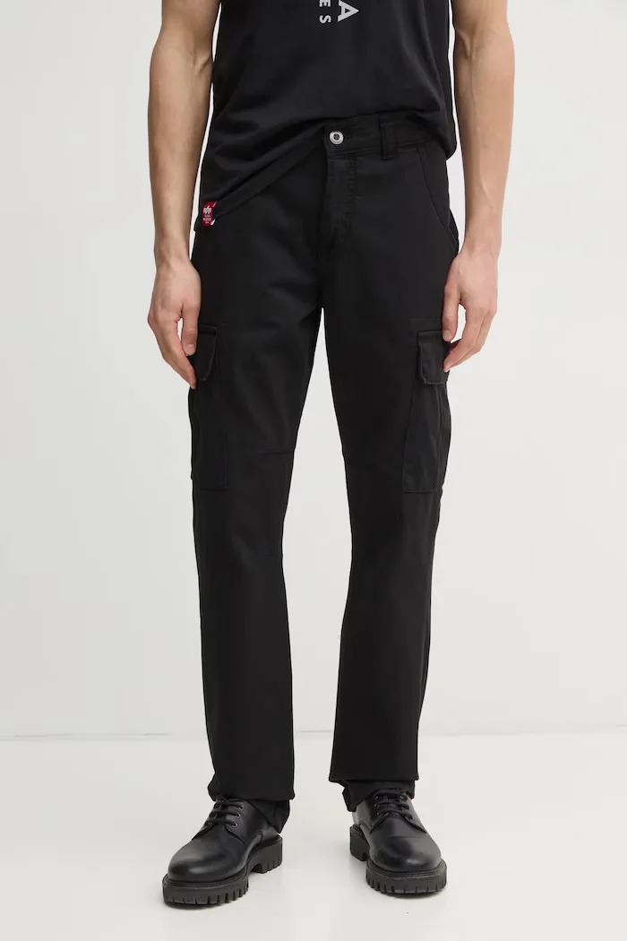 Alpha Industries Памучен панталон Agent Pant в черно с кройка тип карго 158205.03 Agent