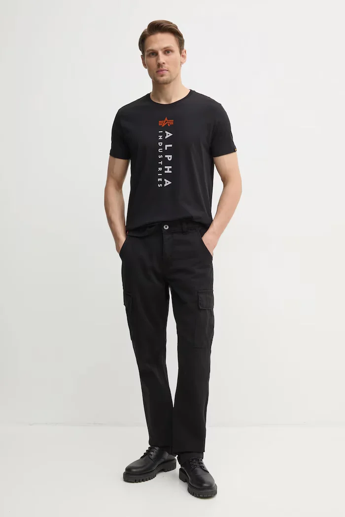 Alpha Industries Памучен панталон Agent Pant в черно с кройка тип карго 158205.03 Agent