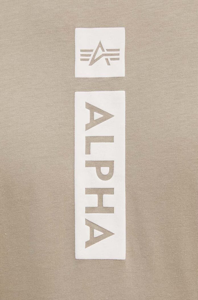 Alpha Industries Памучна тениска в бежово с принт 146509