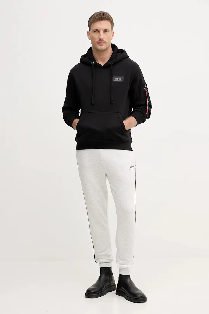 Alpha Industries Суичър Backprint Hoodie Mirror Camo мъжки в черно с качулка принт 178318MC Backprint Mirror Camo