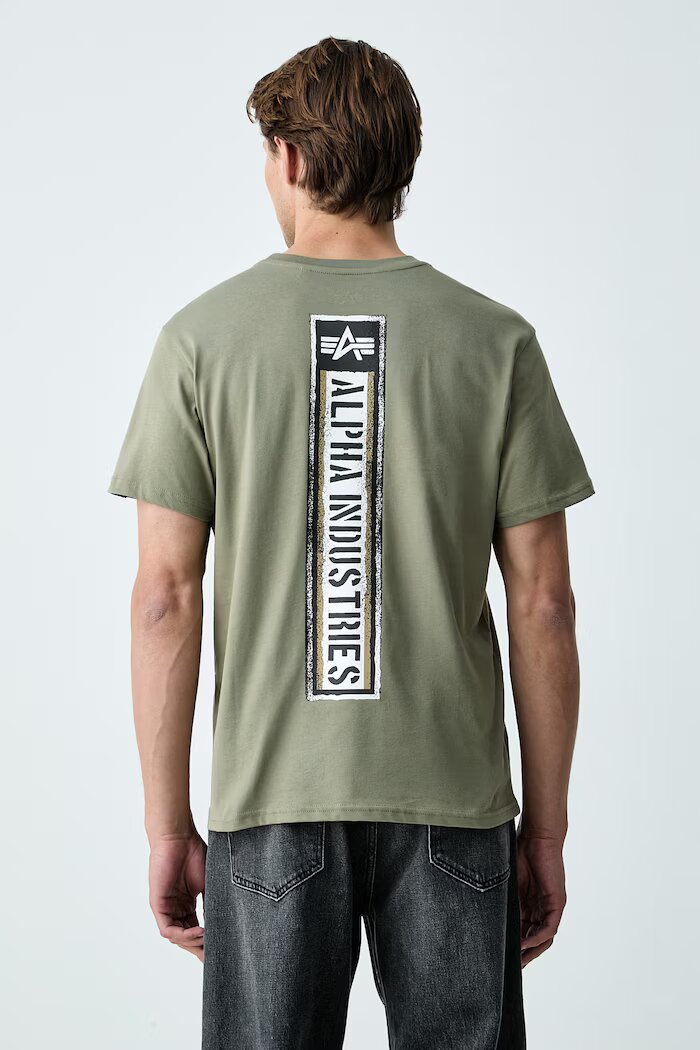 Alpha Industries тениска мъжка от памук Backprint Vintage Panel зелена 268513