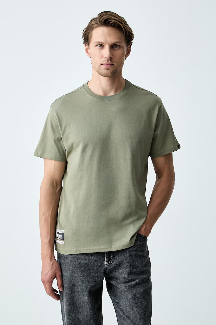 Alpha Industries тениска мъжка от памук Backprint Vintage Panel зелена 268513