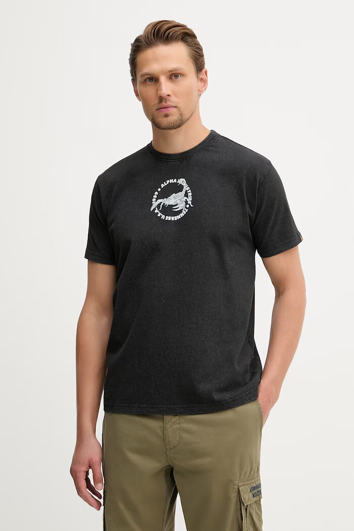 Alpha Industries тениска мъжка памучна US Scorpion Backprint черна 266510