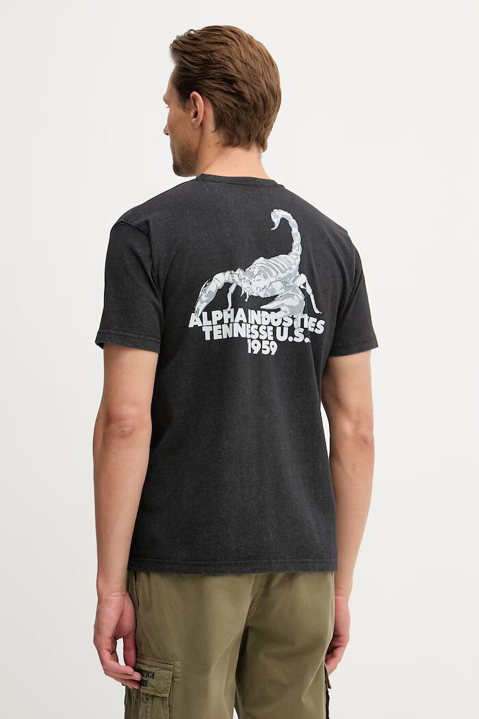 Alpha Industries тениска мъжка памучна US Scorpion Backprint черна 266510