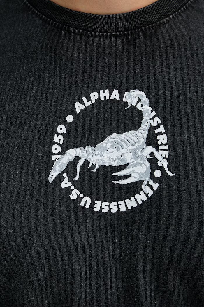 Alpha Industries тениска мъжка памучна US Scorpion Backprint черна 266510