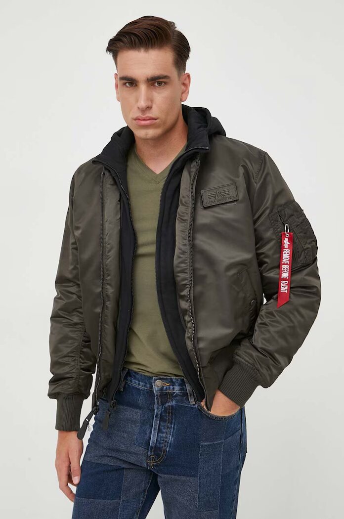 Alpha Industries Яке бомбър MA-1 D-Tec Hood Bomber в зелено зимен модел MA-1 D-Tec Hood Bomber