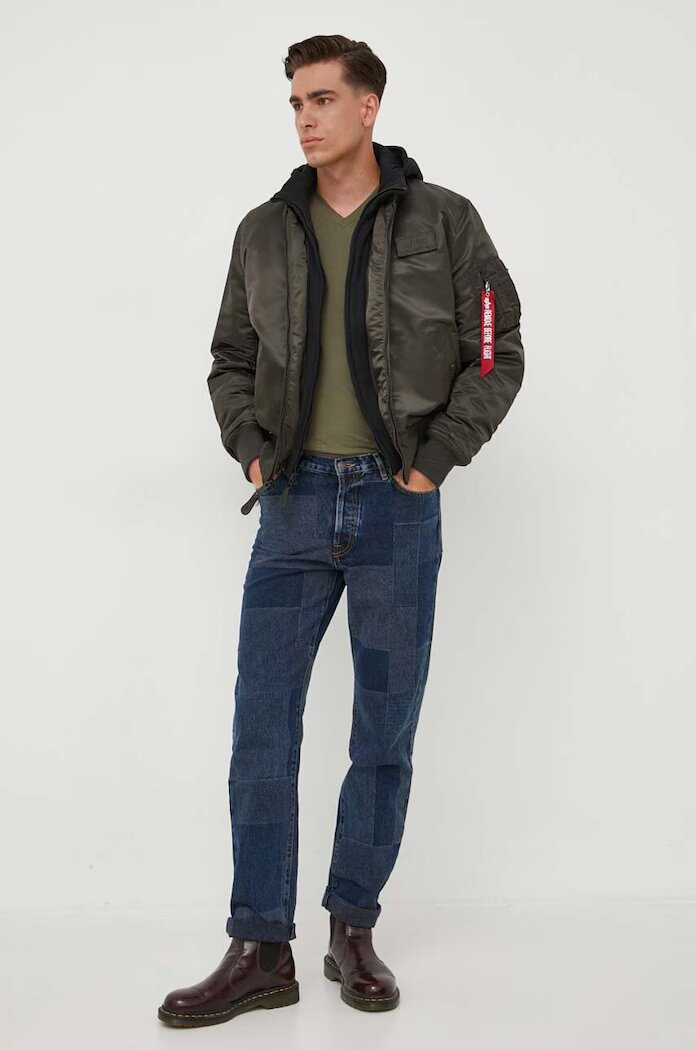 Alpha Industries Яке бомбър MA-1 D-Tec Hood Bomber в зелено зимен модел MA-1 D-Tec Hood Bomber