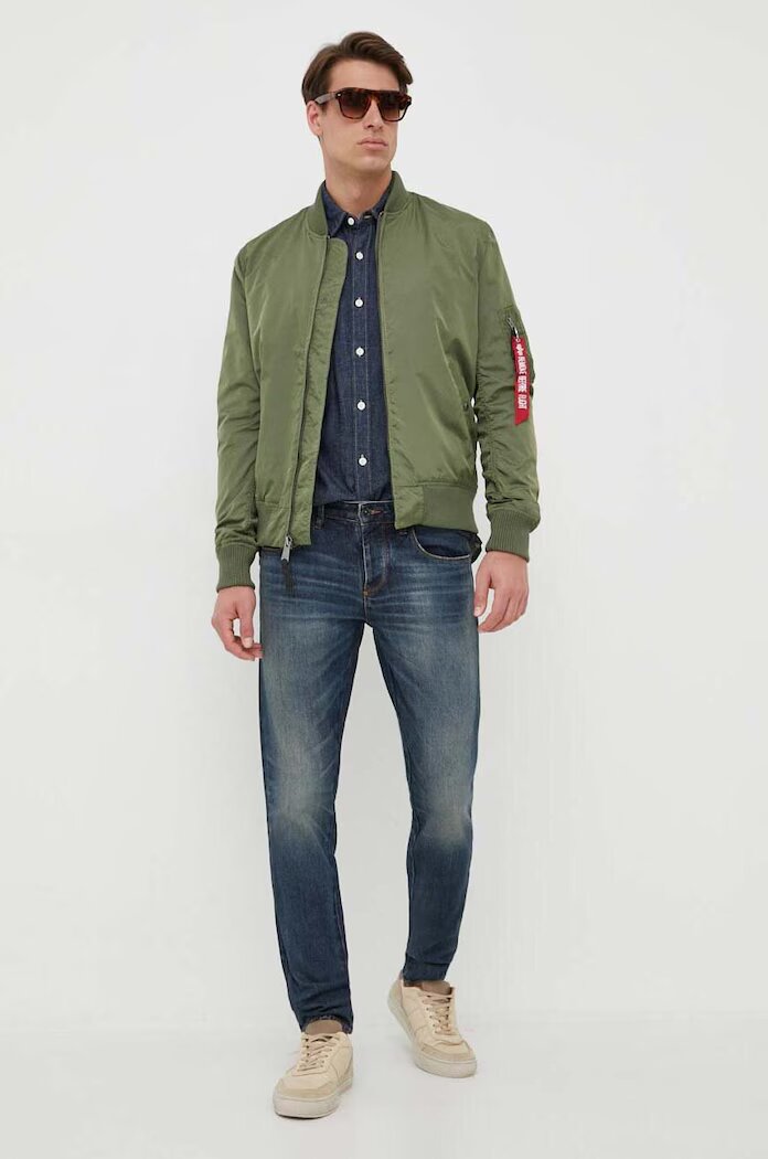 Alpha Industries Яке бомбър MA-1 TT в зелено с преходна изолация 191103.01