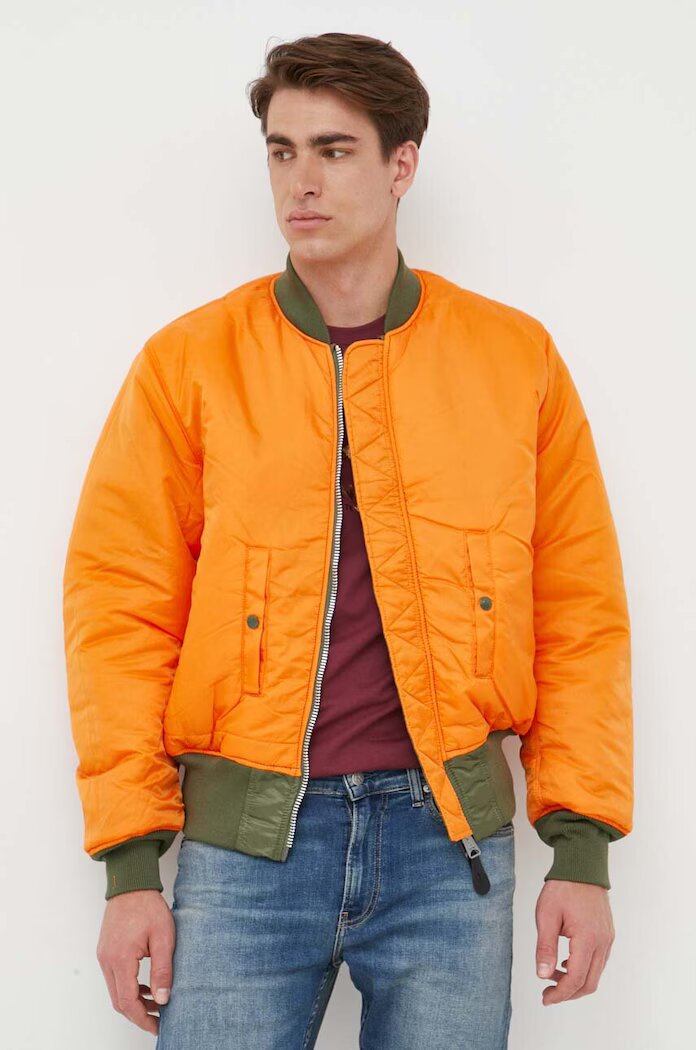 Alpha Industries Яке бомбър с две лица MA-1 в зелено с преходна изолация 100101.01