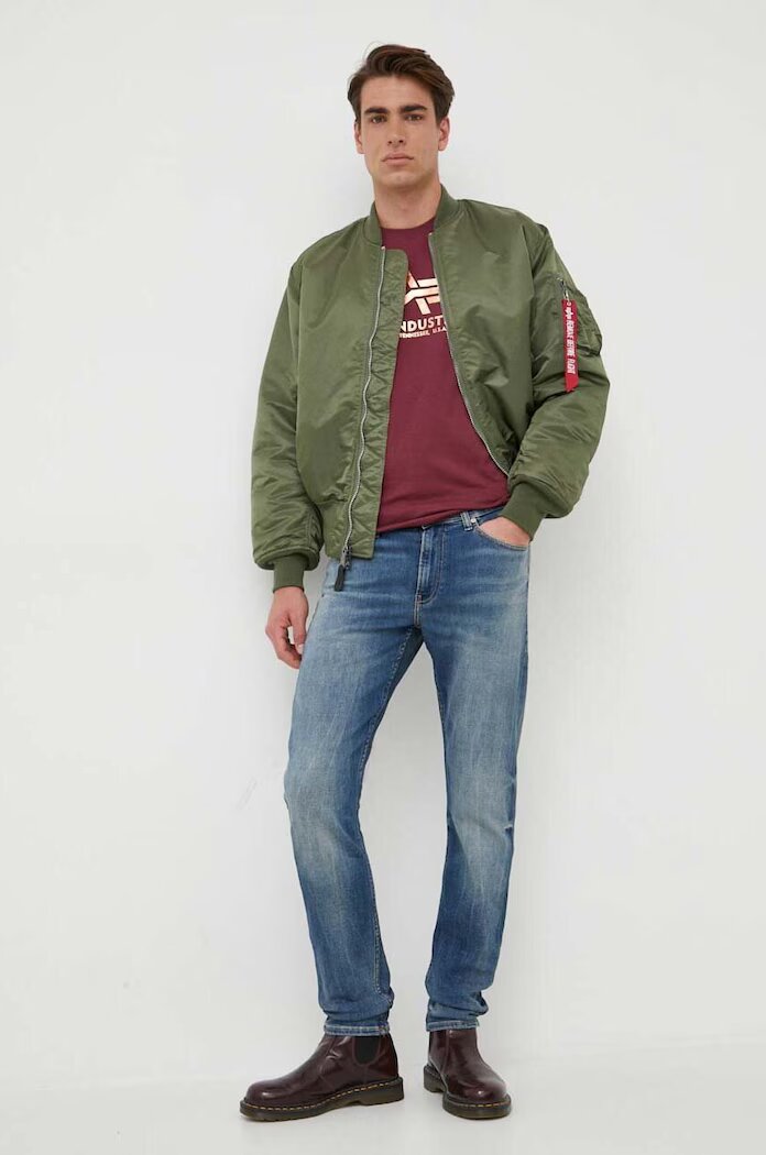 Alpha Industries Яке бомбър с две лица MA-1 в зелено с преходна изолация 100101.01