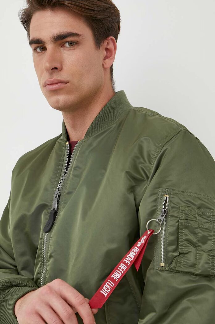 Alpha Industries Яке бомбър с две лица MA-1 в зелено с преходна изолация 100101.01