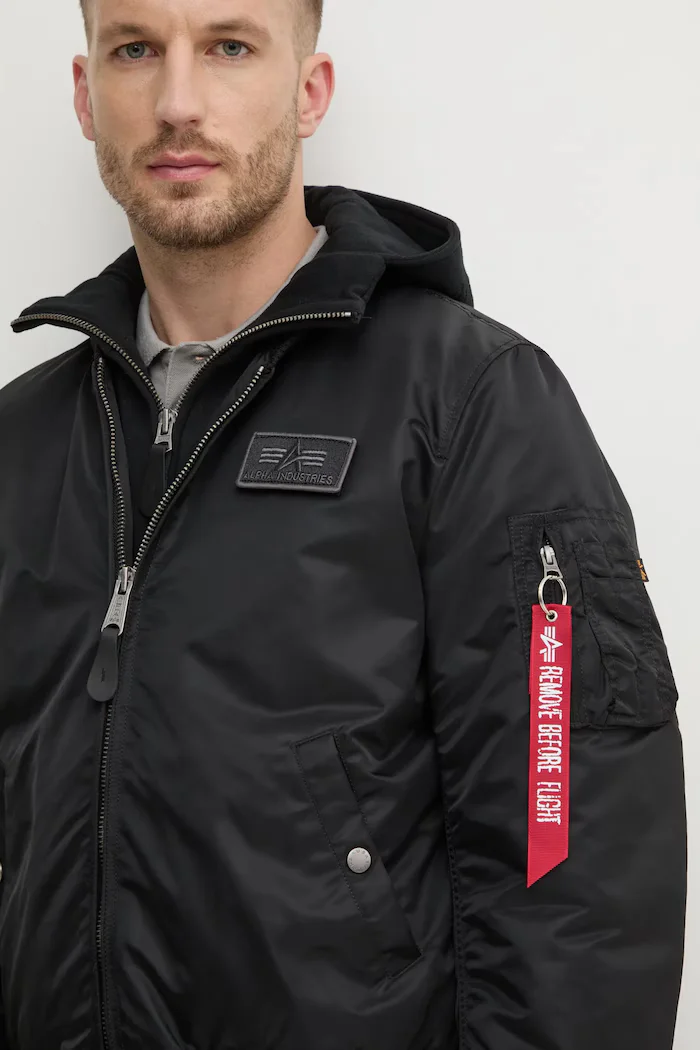 Alpha Industries Яке MA-1 D-Tec Hood Bomber в черно преходен модел 183110.515 MA-1 D-Tec Hood Bomber