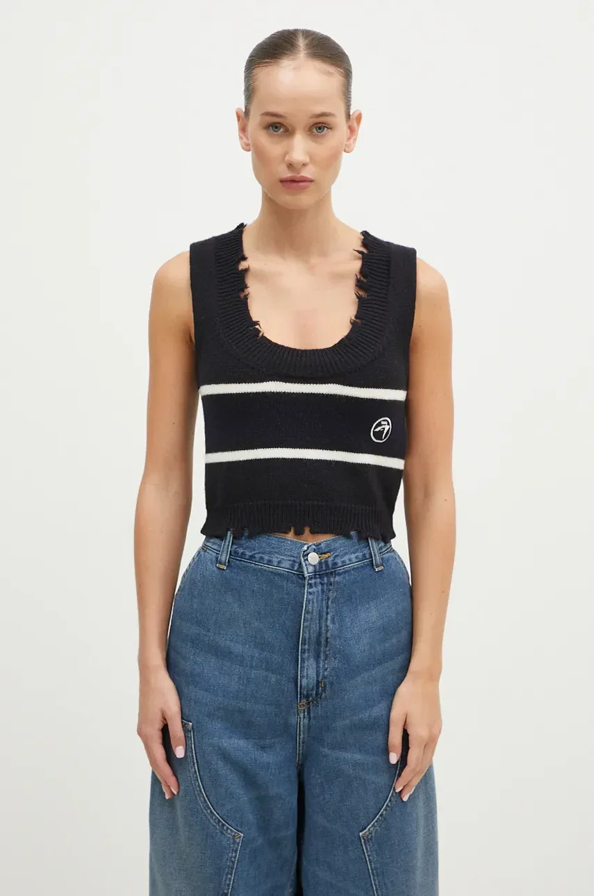 Ambush Памучен елек Destroyed Rib Round Neck