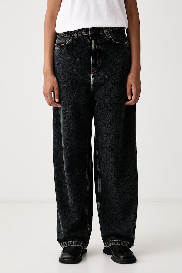 American Vintage дънки wide leg дамски тъмносини