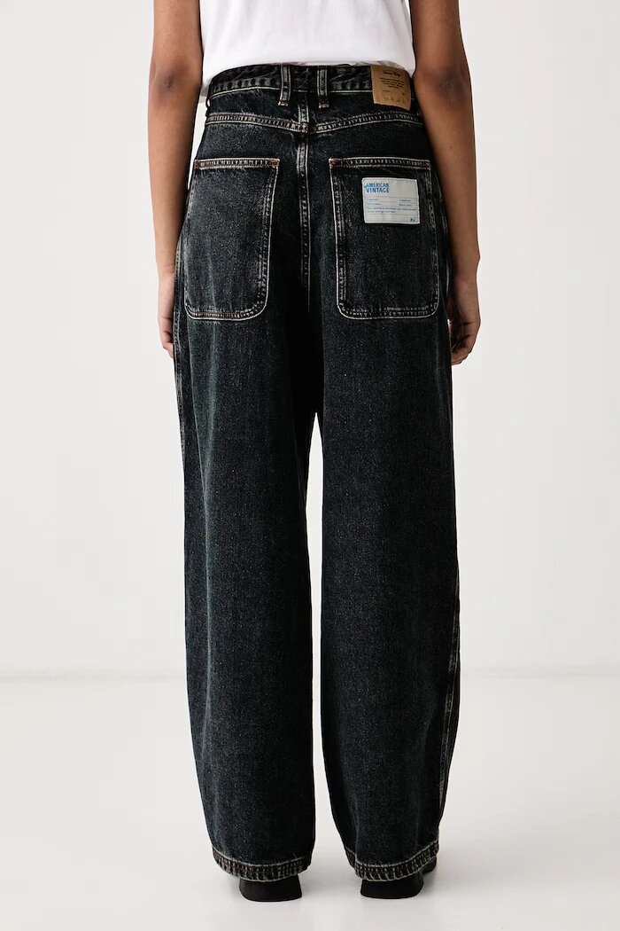 American Vintage дънки wide leg дамски тъмносини