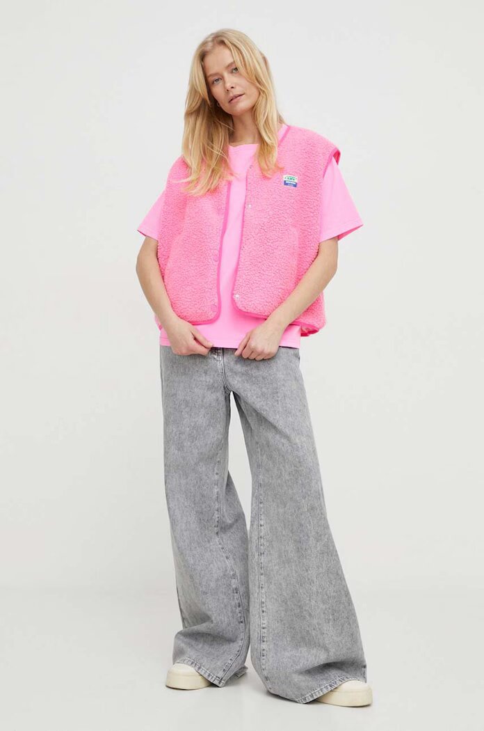 American Vintage Елек VESTE AMPLE дамски в розово преходен модел HOK16BE24