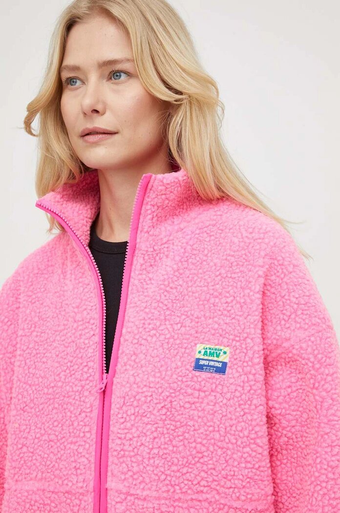 American Vintage Поларен суичър VESTE ML в розово с апликация HOK16CE24