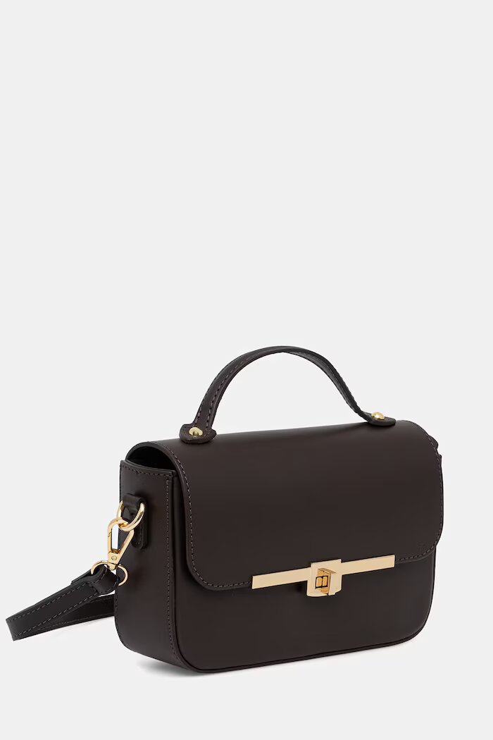 Answear.LAB чанта crossbody дамска от кожа кафява
