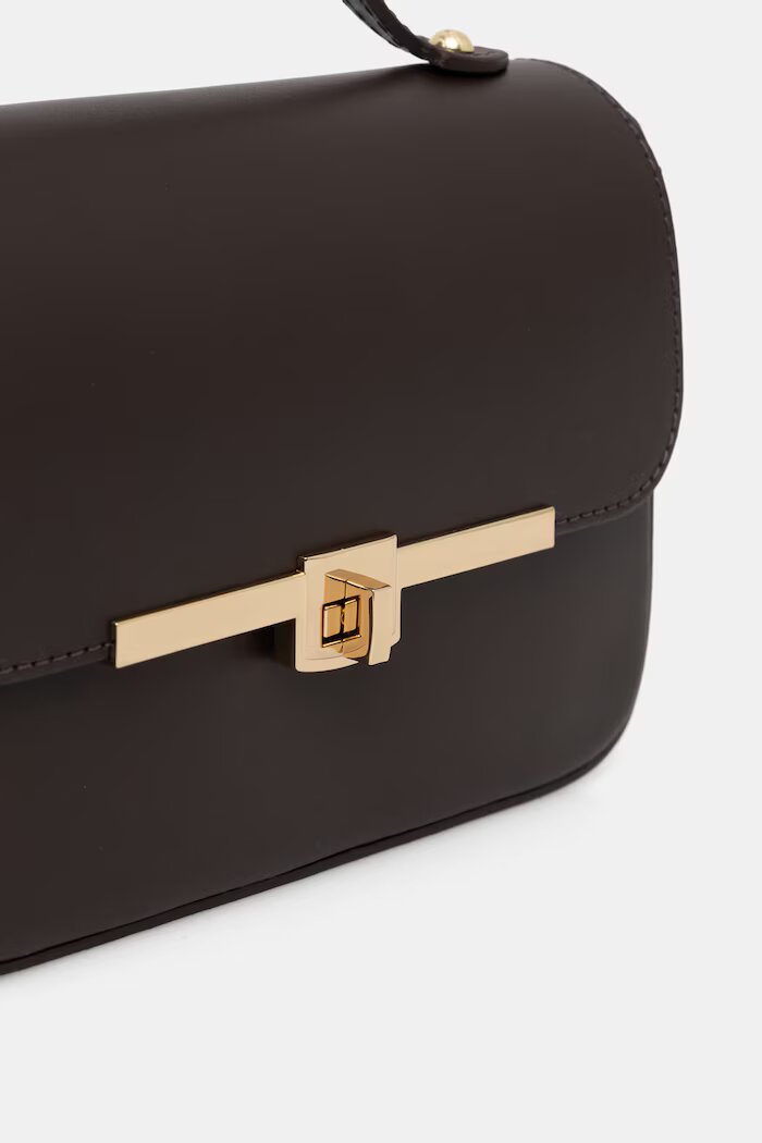 Answear.LAB чанта crossbody дамска от кожа кафява