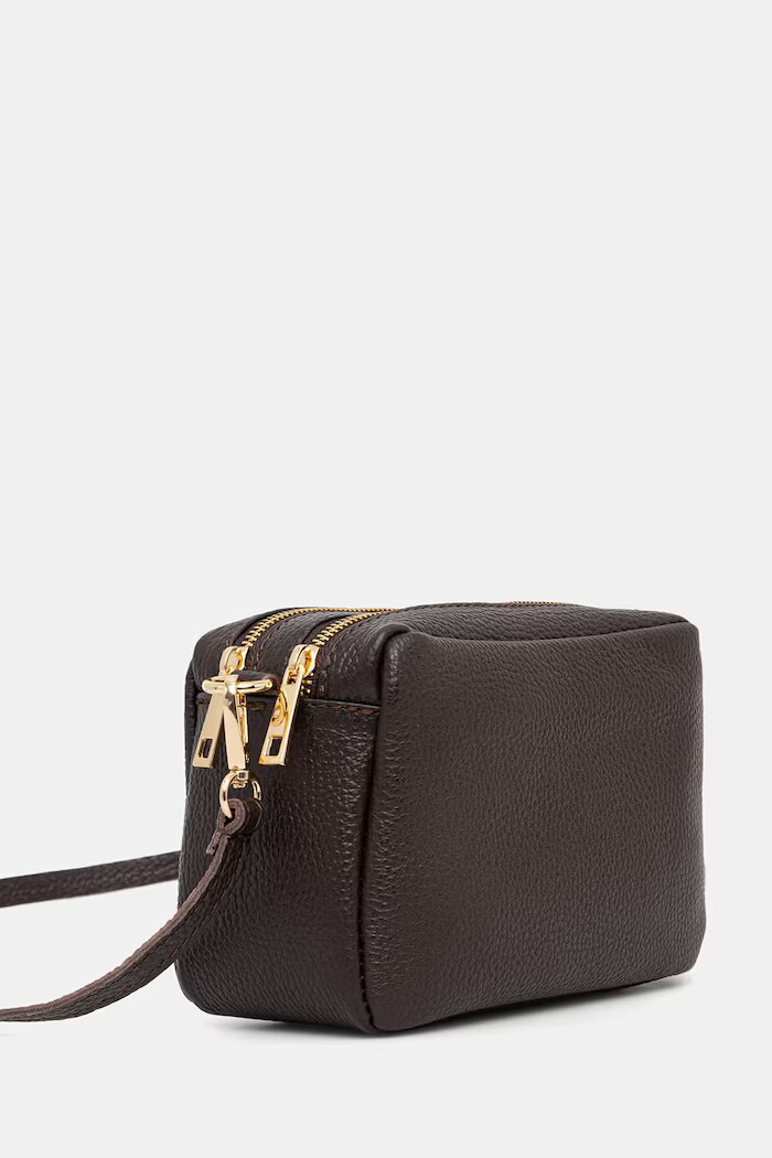 Answear.LAB чанта crossbody дамска от кожа кафява