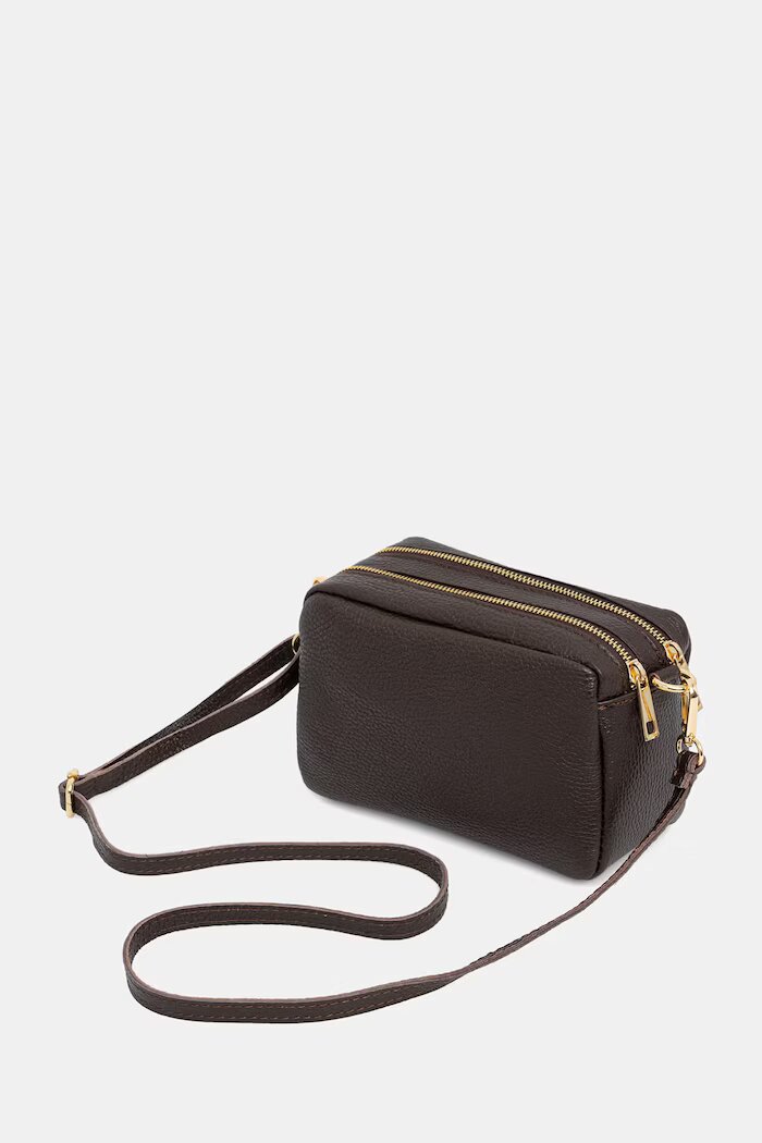 Answear.LAB чанта crossbody дамска от кожа кафява