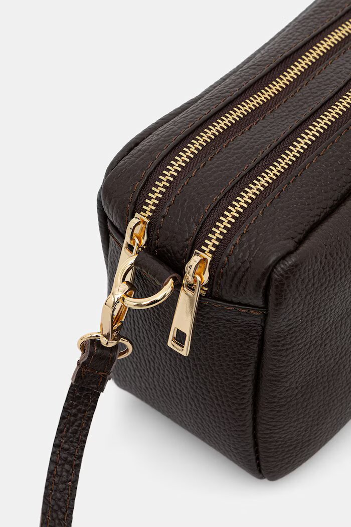 Answear.LAB чанта crossbody дамска от кожа кафява