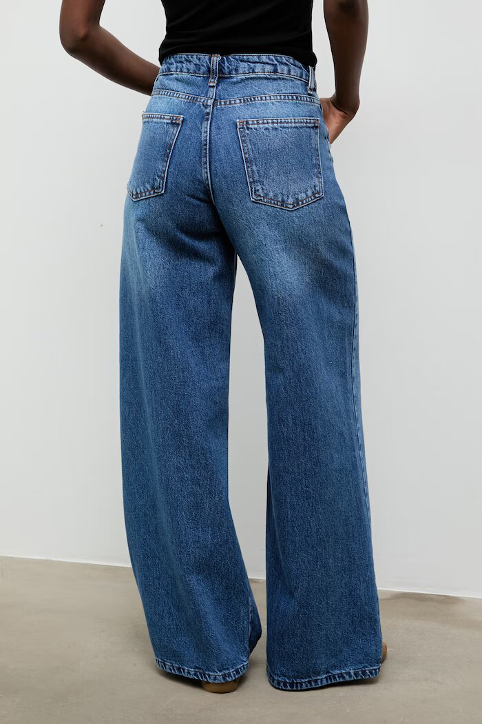 Answear.LAB Дънки wide leg дамски сини