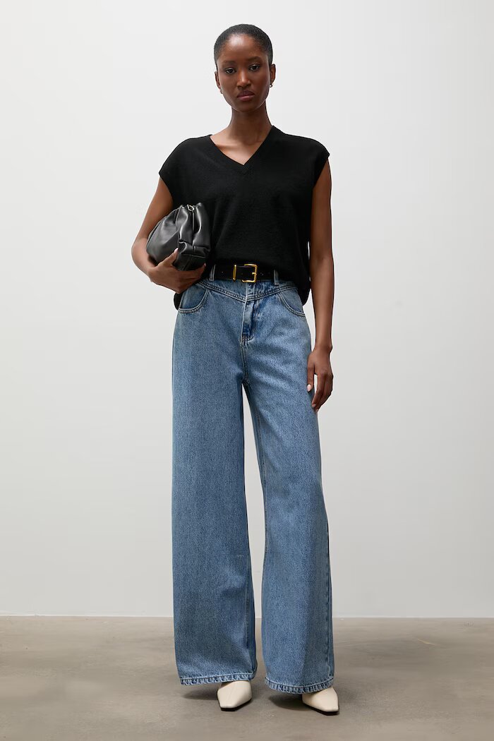 Answear.LAB дънки wide leg дамски сини